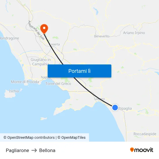 Pagliarone to Bellona map