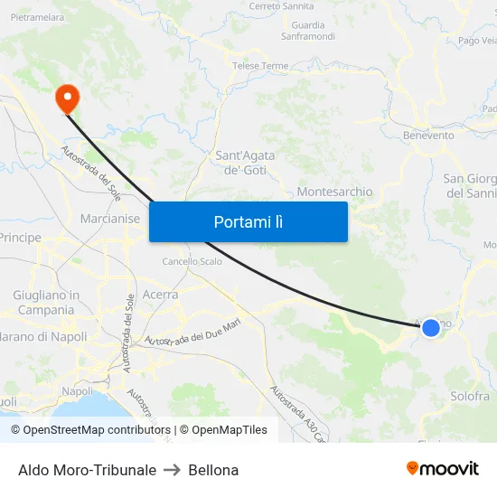 Aldo Moro-Tribunale to Bellona map