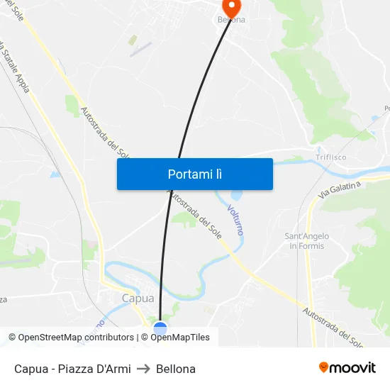 Capua - Piazza D'Armi to Bellona map