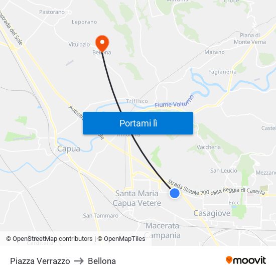 Piazza Verrazzo to Bellona map