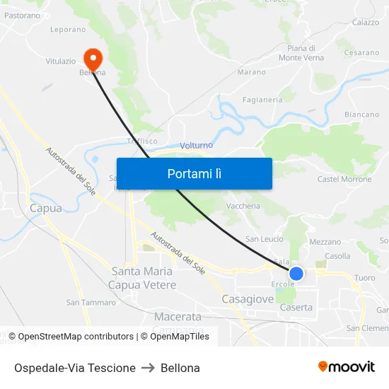 Ospedale-Via Tescione to Bellona map