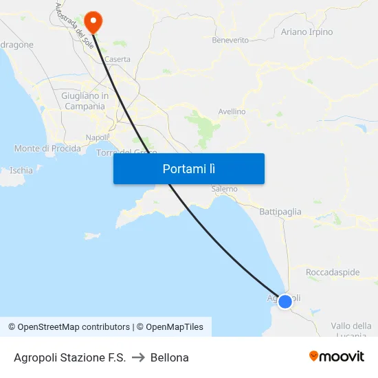 Agropoli  Stazione F.S. to Bellona map
