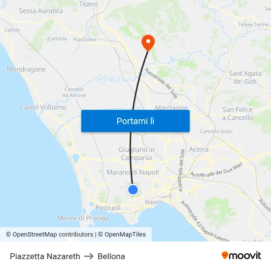 Piazzetta Nazareth to Bellona map
