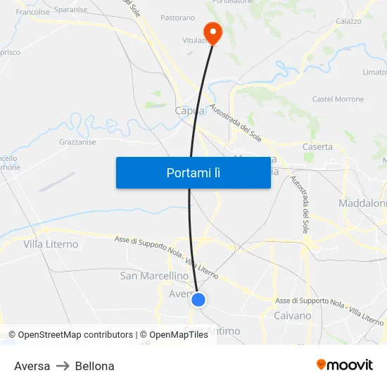 Aversa to Bellona map