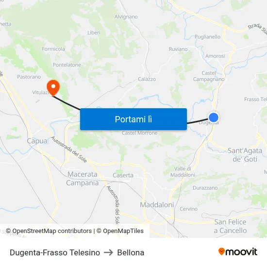 Dugenta-Frasso Telesino to Bellona map