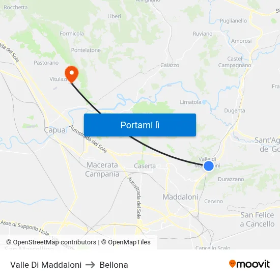 Valle Di Maddaloni to Bellona map