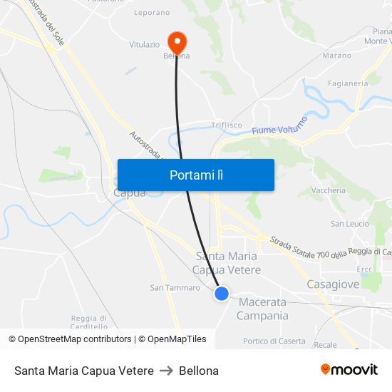Santa Maria Capua Vetere to Bellona map