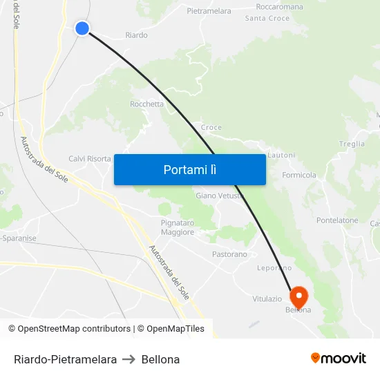 Riardo-Pietramelara to Bellona map