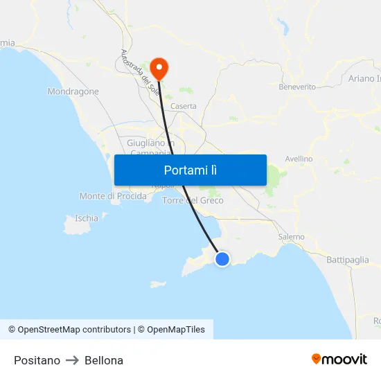 Positano to Bellona map