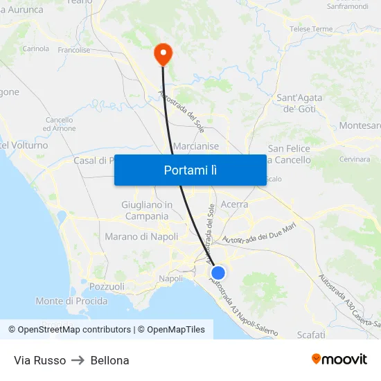 Via Russo to Bellona map