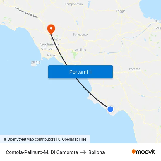Centola-Palinuro-M. Di Camerota to Bellona map