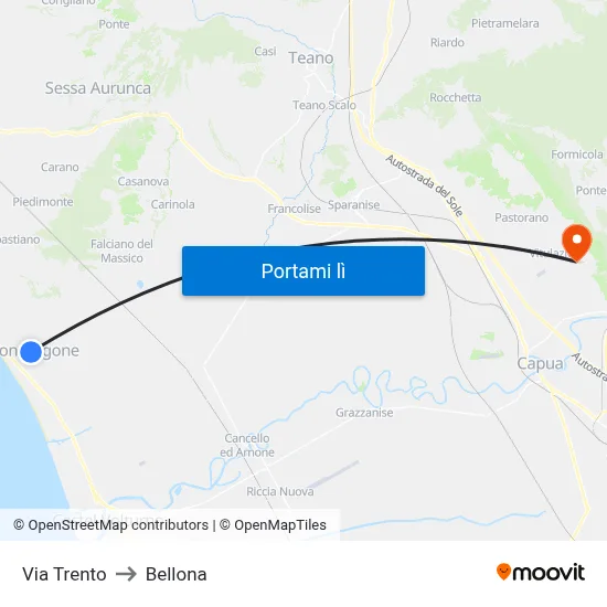 Via Trento to Bellona map