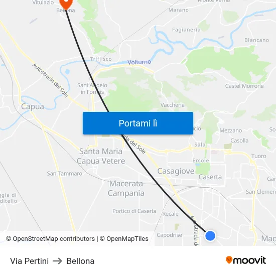 Via Pertini to Bellona map