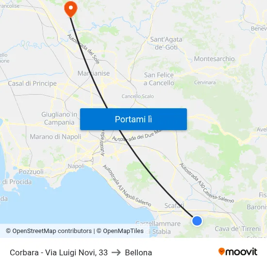 Corbara - Via Luigi Novi, 33 to Bellona map