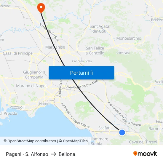 Pagani - S. Alfonso to Bellona map