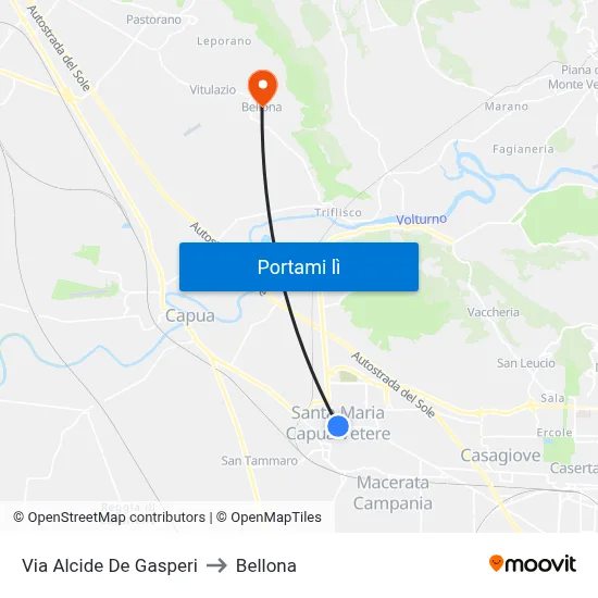 Via Alcide De Gasperi to Bellona map