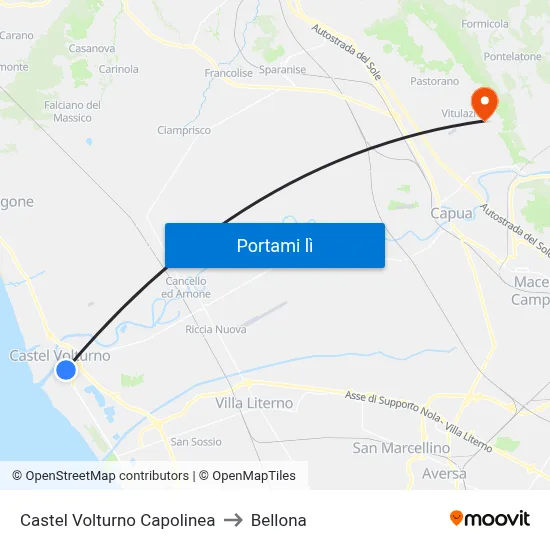 Castel Volturno Capolinea to Bellona map