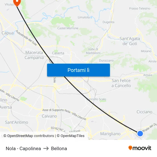 Nola - Capolinea to Bellona map