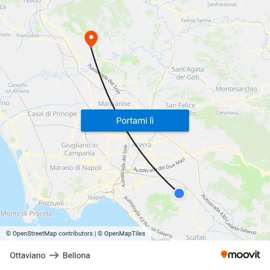 Ottaviano to Bellona map