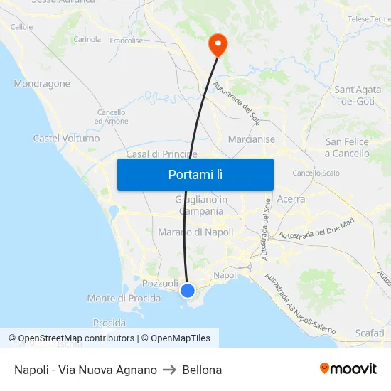 Napoli - Via Nuova Agnano to Bellona map