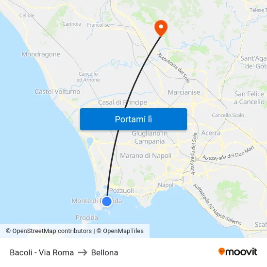 Bacoli - Via Roma to Bellona map