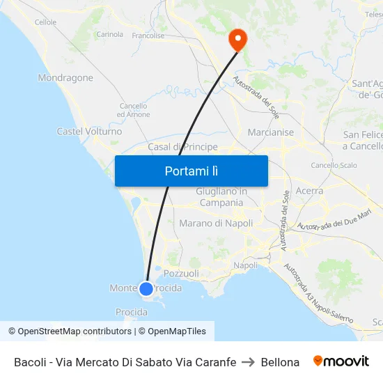 Bacoli - Via Mercato Di Sabato Via Caranfe to Bellona map