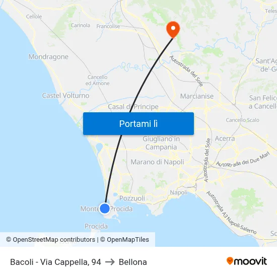 Bacoli - Via Cappella, 94 to Bellona map