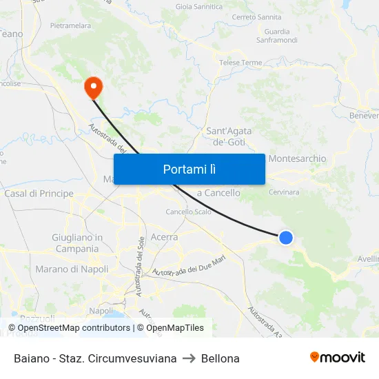 Baiano - Staz. Circumvesuviana to Bellona map