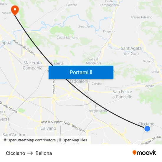 Cicciano to Bellona map