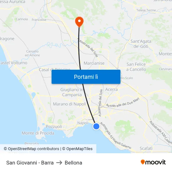 San Giovanni - Barra to Bellona map
