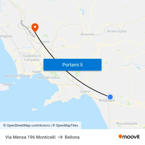 Via Mensa 196 Monticelli to Bellona map