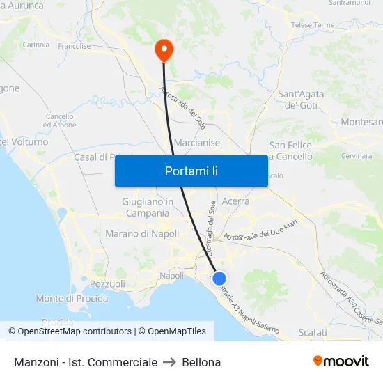 Manzoni - Ist. Commerciale to Bellona map