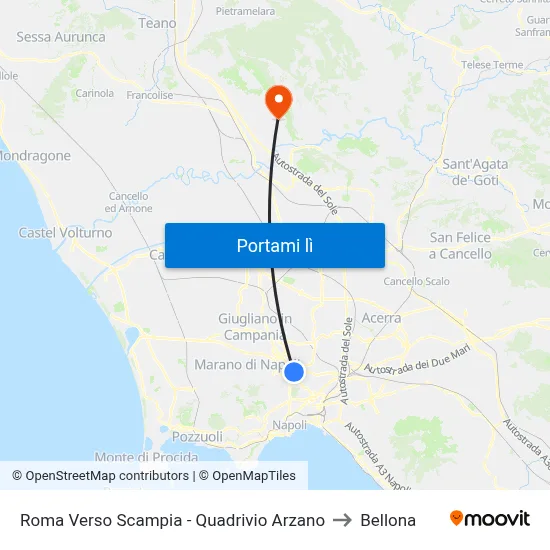 Roma Verso Scampia - Quadrivio Arzano to Bellona map