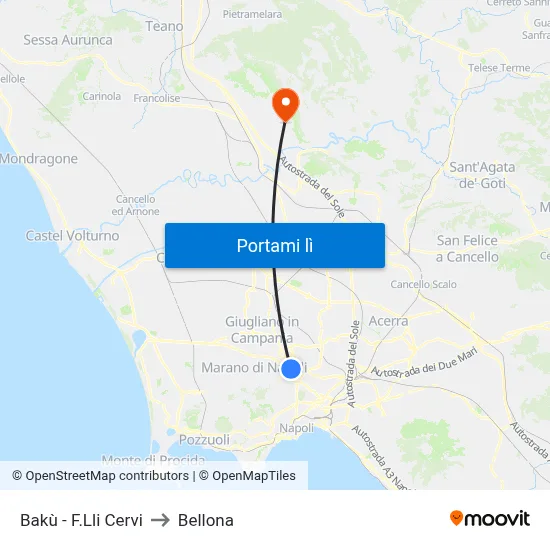Bakù - F.Lli Cervi to Bellona map