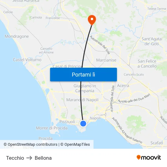 Tecchio to Bellona map
