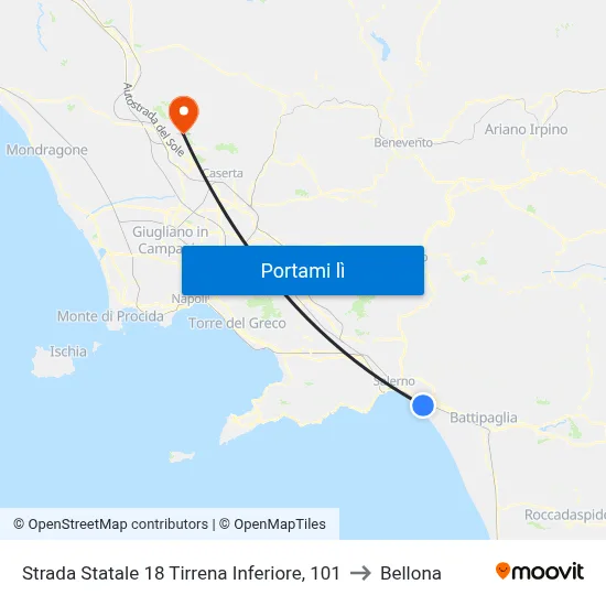 Strada Statale 18 Tirrena Inferiore, 101 to Bellona map