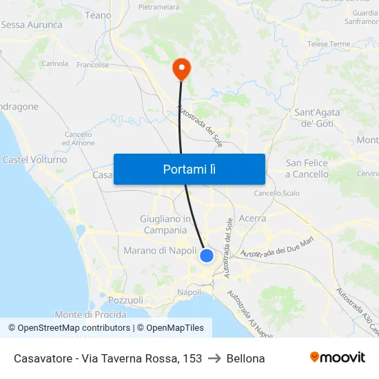 Casavatore - Via Taverna Rossa, 153 to Bellona map