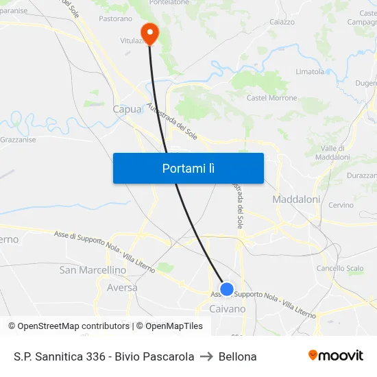 S.P. Sannitica 336 - Bivio Pascarola to Bellona map