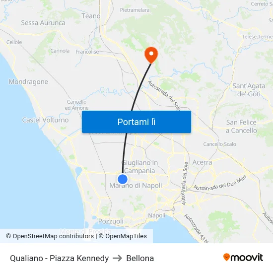 Qualiano - Piazza Kennedy to Bellona map