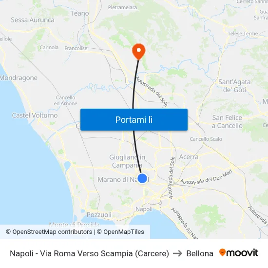 Napoli - Via Roma Verso Scampia (Carcere) to Bellona map