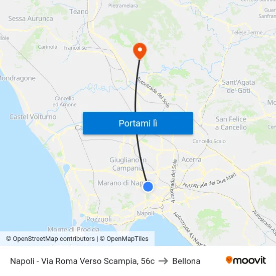 Napoli - Via Roma Verso Scampia, 56c to Bellona map
