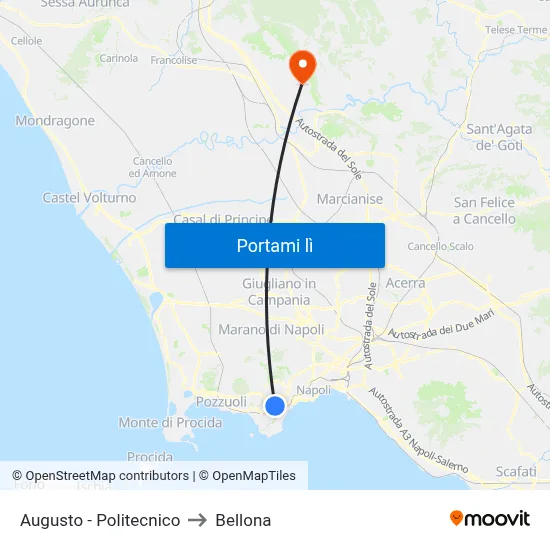 Augusto - Politecnico to Bellona map