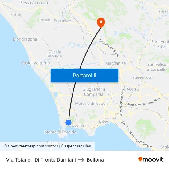 Via Toiano - Di Fronte Damiani to Bellona map