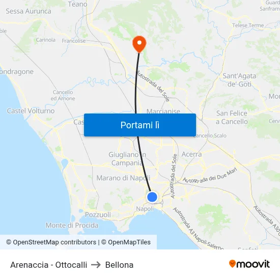 Arenaccia - Ottocalli to Bellona map