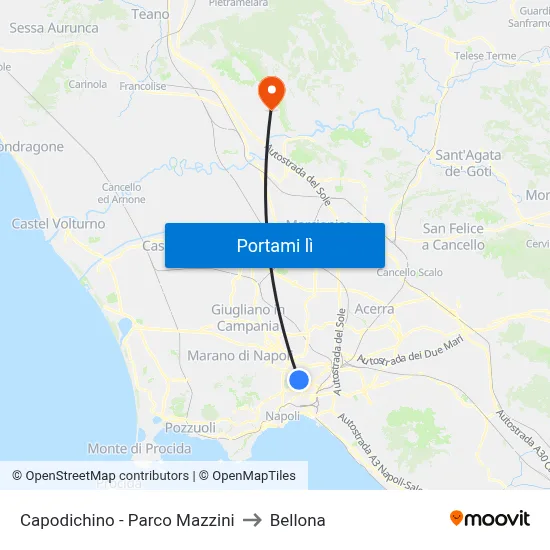 Capodichino - Parco Mazzini to Bellona map