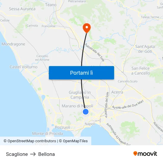 Scaglione to Bellona map