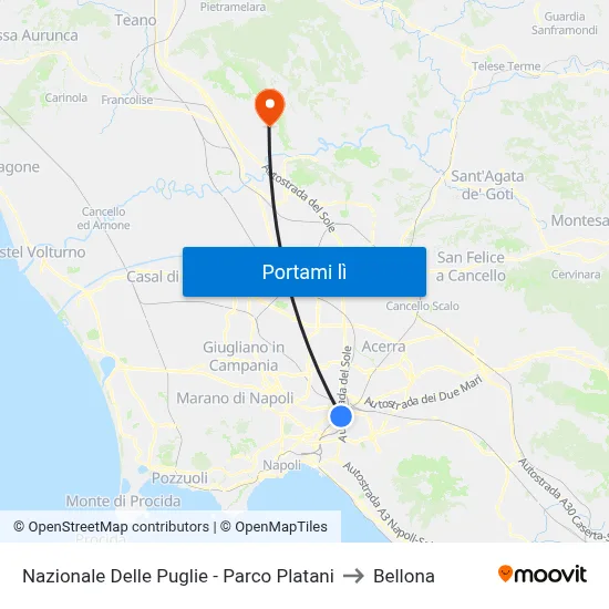 Nazionale Delle Puglie - Parco Platani to Bellona map