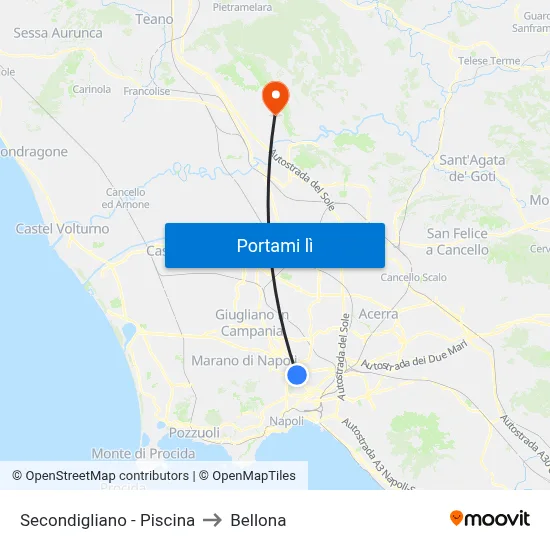 Secondigliano - Piscina to Bellona map