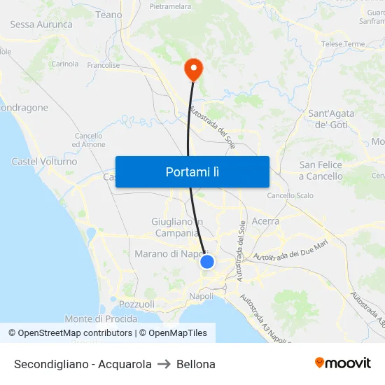 Secondigliano - Acquarola to Bellona map
