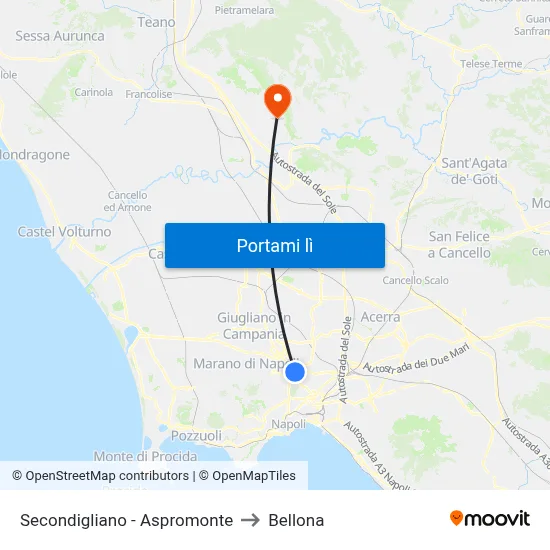Secondigliano - Aspromonte to Bellona map